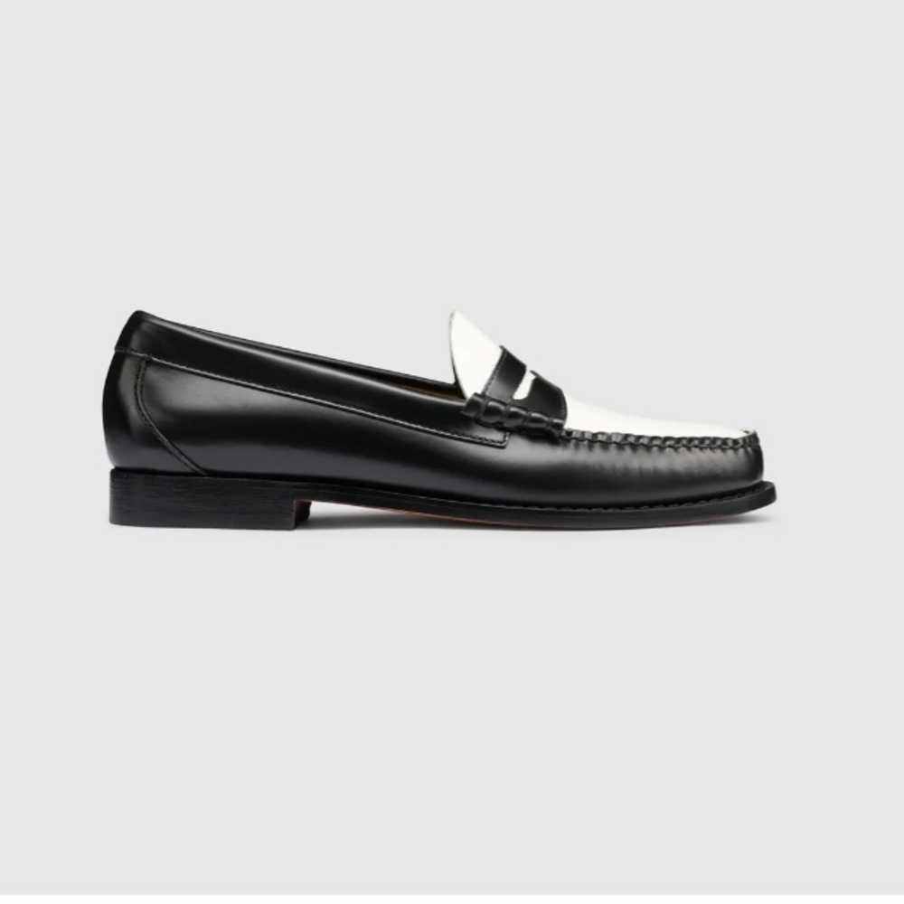 G.H. Bass & Co. Black and White Women's Penny Loafers - Picture 2 of 6